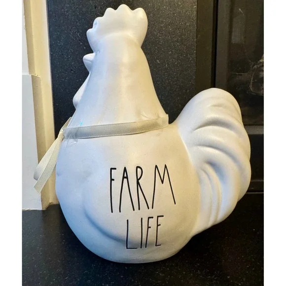 Rae Dunn FARM LIFE Rooster Figurine White Farmhouse Kitchen Decor - Picture 1 of 6